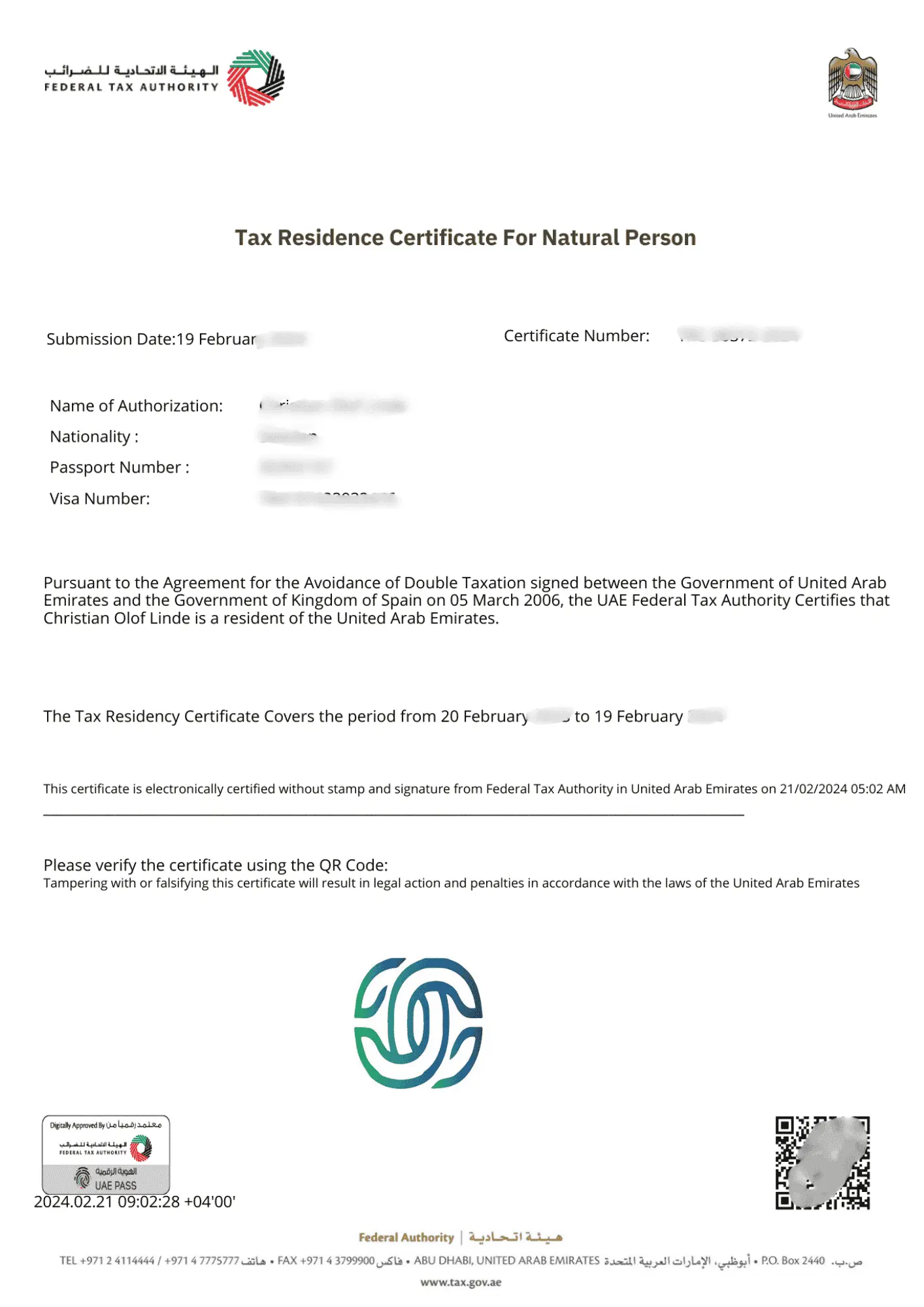 Tax Residency Certificate UAE application support
